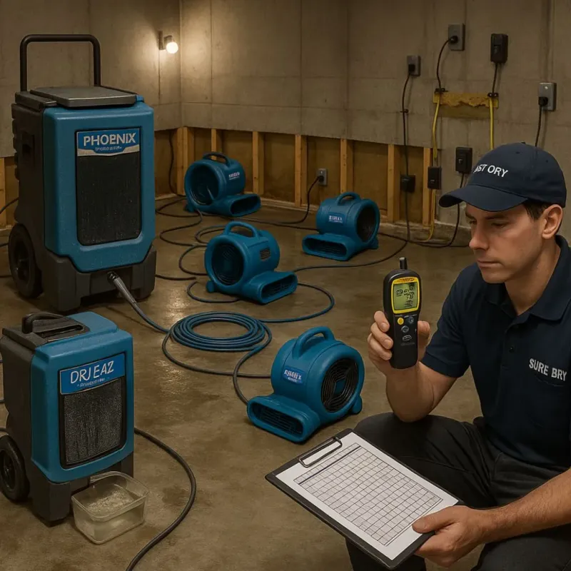 Structural Drying and Dehumidification process in Wedgefield, SC